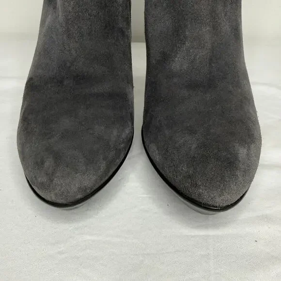 Aquatalia Gray Suede Ankle Booties Size 10 Weatherproof Italian Heel Boots - Picture 5 of 10